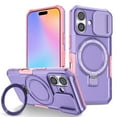 thumbnail image 1 of Allytechgroup Magnetic For iPhone 16 Case with Ring, [1x Screen Protector] [Slide Camera Cover] Military Grade Drop Protection Back Cover For iPhone 16, Purple, 1 of 10