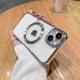 thumbnail image 1 of Allytechgroup Magnetic for iPhone 16 Plus Case, Clear Case Not Yellowing Compatible with Magnetic Wireless Charging Support Shockproof Back Cover Bumper for iPhone 16 Plus, Silver, 1 of 7