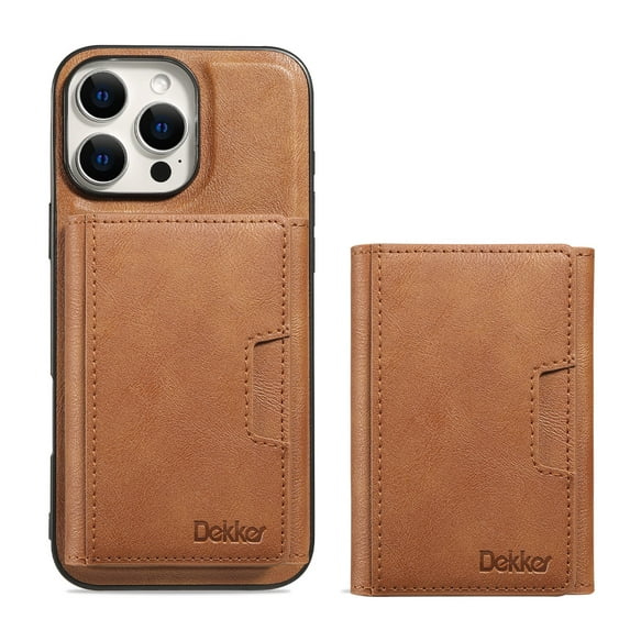 Allytechgroup Magnetic for iPhone 16 Plus Wallet Phone Case, 2 In 1 Wallet Case with Detachable Cards Holder Support Wireless Charging Shockproof Protective Back Cover for Women Men, Brown