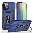 thumbnail image 1 of Allytechgroup Magnetic for iPhone 16 Pro Case with 1x Screen Protector, Rotatable Kickstand Support Car Mount Slide Camera Cover Protective Phone Case for Women Men, Navyblue, 1 of 7
