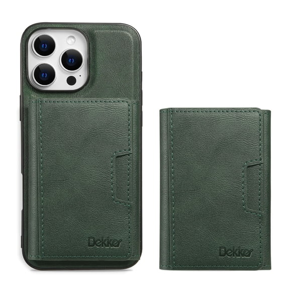 Allytechgroup Magnetic for iPhone 16 Pro Max Wallet Phone Case, 2 In 1 Wallet Case with Detachable Cards Holder Support Wireless Charging Shockproof Protective Back Cover for Women Men, Green