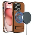 thumbnail image 1 of Allytechgroup Magsafe Compatible Phone Case for Apple iPhone 12 Pro Max, Camera Lens Protective Kickstand Shockproof Bumper Slim Fit Wireless Charging PC TPU Back Cover Case for Girls Women, Brown, 1 of 7