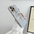 thumbnail image 1 of Allytechgroup Magsafe Compatible Phone Case Apple iPhone 12, Slim Fit Rugged Hybrid Luxury Butterfly Embossed Magnetic Back Cover Wireless Charging Support Case for Girls Women, Blue, 1 of 7