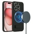 thumbnail image 1 of Allytechgroup Magsafe Compatible Phone Case for Apple iPhone 13, Camera Lens Protective Kickstand Shockproof Bumper Slim Fit Wireless Charging PC TPU Back Cover Case for Girls Women, Black, 1 of 7