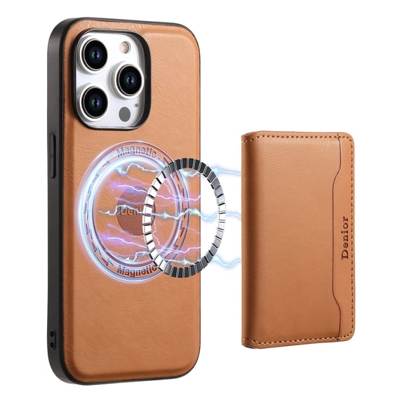 Allytechgroup Magsafe Compatible Phone Case for Apple iPhone 15 Plus with Detachable Magnetic Cards Holder, Retro PU Leather TPU Soft Back Shell Slim Fit Case for Women Men, Khaki