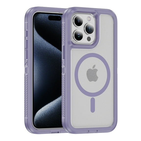 Allytechgroup Magsafe Compatible Phone Case for Apple iPhone 16 Pro Max, Rugged Shockproof PC TPU Hybrid Heavy Duty Protection Drop Proof Anti-Scratch Case Cover for Women Men, Purple