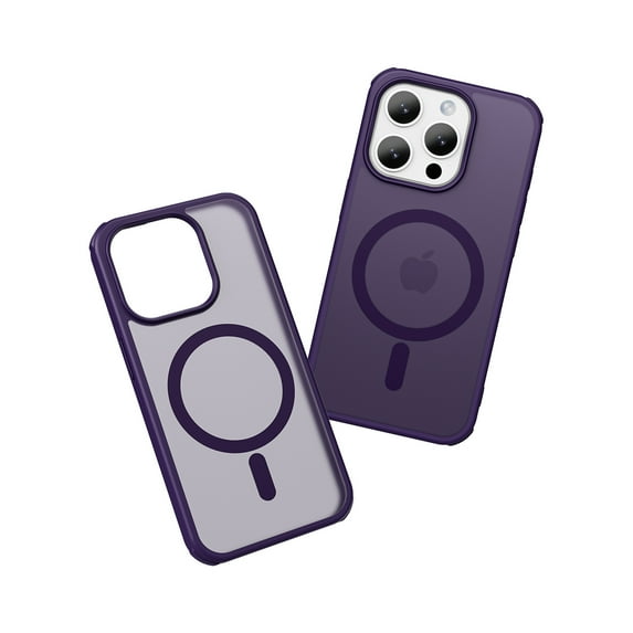 Allytechgroup Magsafe Competible Phone Case for Apple iPhone 14 Pro, with Screen Protector Transparent Matte Back Cover Anti-Scratch Slim Shockproof Case for Women Men, Purple