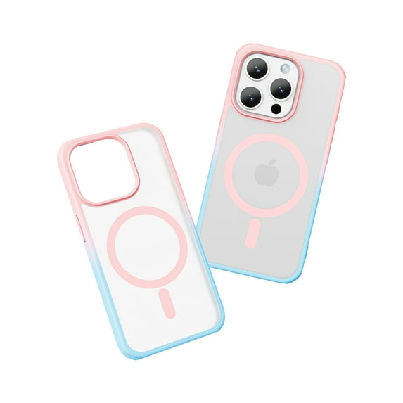 Allytechgroup Magsafe Competible Phone Case for Apple iPhone 15 Pro, with Screen Protector Transparent Matte Back Cover Anti-Scratch Slim Shockproof Case for Women Men, Pink