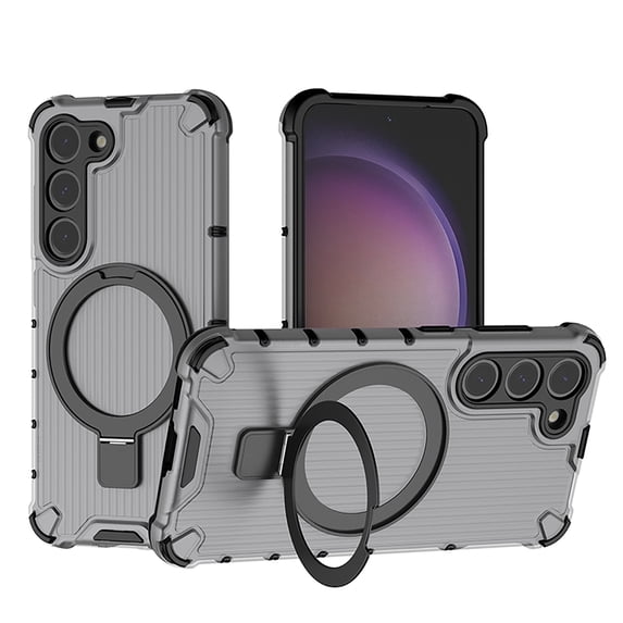 Allytechgroup Mangetic Back Case for Samsung Galaxy S23 Plus, Ring Holder Stand Shockproof Anti-Scratch Protective Bumper Rugged Hybrid Phone Case for Galaxy S23 Plus, Black