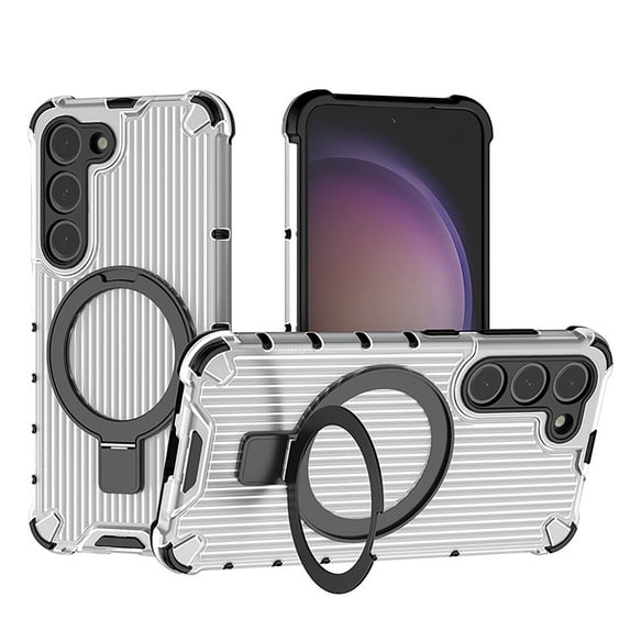 Allytechgroup Mangetic Back Case for Samsung Galaxy S23, Ring Holder Stand Shockproof Anti-Scratch Protective Bumper Rugged Hybrid Phone Case for Galaxy S23, Clear