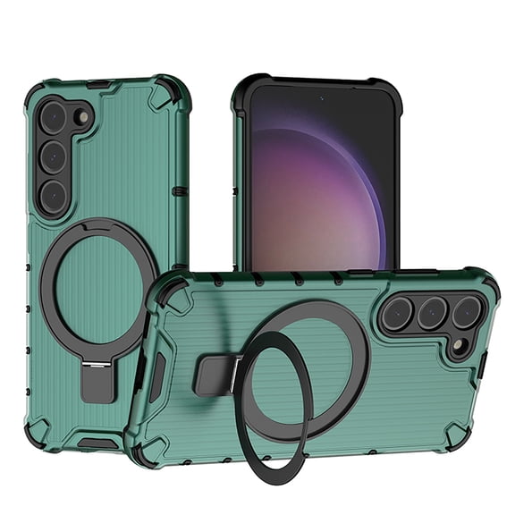 Allytechgroup Mangetic Back Case for Samsung Galaxy S25, Ring Holder Stand Shockproof Anti-Scratch Protective Bumper Rugged Hybrid Phone Case for Galaxy S25, Green