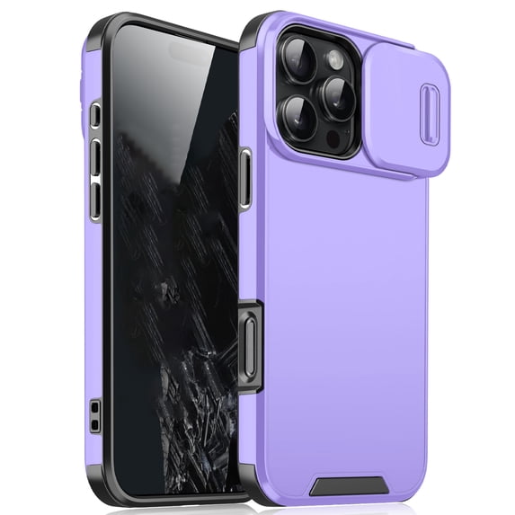 Allytechgroup Matte Back Cover Case for Apple iPhone 16 Pro, Sliding Camera Lens Protector Heavy Duty Shockproof Anti-Scratch Slim Fit Phone Case for Women Men, Purple