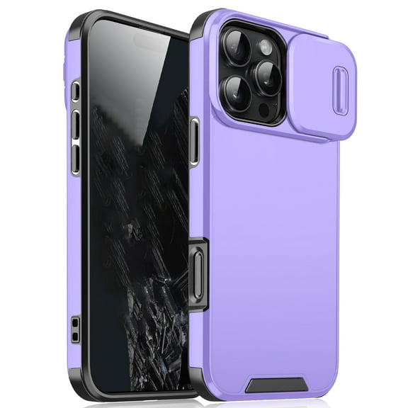 Allytechgroup Matte Back Cover Case for Apple iPhone 16e, Sliding Camera Lens Protector Heavy Duty Shockproof Anti-Scratch Slim Fit Phone Case for Women Men, Purple