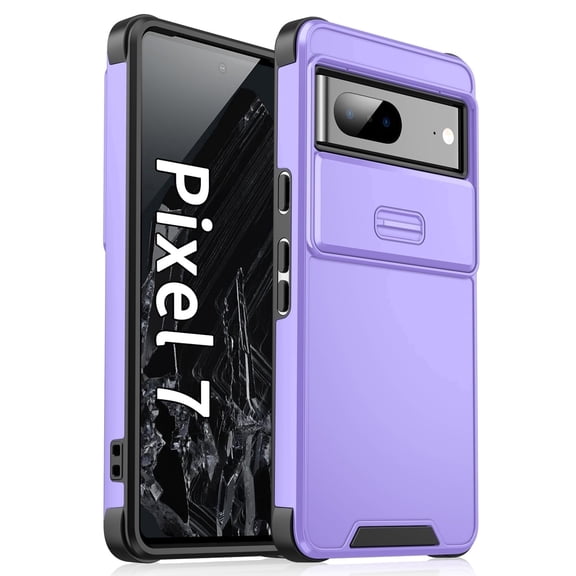 Allytechgroup Sliding Camera Lens Protector Shockproof Anti-Scratch Slim Fit Matte Back Cover Cell Phone Case for Google Pixel 8 Pro, Purple