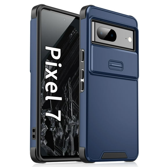Allytechgroup Matte Back Cover Case for Google Pixel 8 Pro, Sliding Camera Lens Protector Heavy Duty Shockproof Anti-Scratch Slim Fit Phone Case for Women Men, Blue