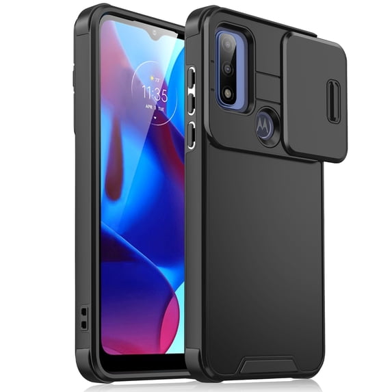 Allytechgroup Matte Back Cover Case for Motorola Moto G 5G (2023), Sliding Camera Lens Protector Heavy Duty Shockproof Anti-Scratch Slim Fit Phone Case for Women Men, Black