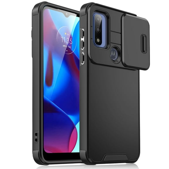 Allytechgroup Matte Back Cover Case for Motorola Moto G 5G (2024), Sliding Camera Lens Protector Heavy Duty Shockproof Anti-Scratch Slim Fit Phone Case for Women Men, Black