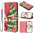 thumbnail image 1 of Allytechgroup Merry Christmas Series Case for Apple iPhone 16 Plus, Stylish Cute Pattern Design Folio Stand Cards Slots Cash Pocket Flip Wallet Cover Case with Hand Wrist for Women Men, 1 of 8