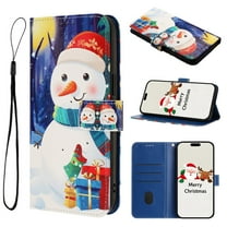 Allytechgroup Merry Christmas Series Case for Apple iPhone 16 Pro Max, Stylish Cute Pattern Design Folio Stand Cards Slots Cash Pocket Flip Wallet Cover Case with Hand Wrist for Women Men