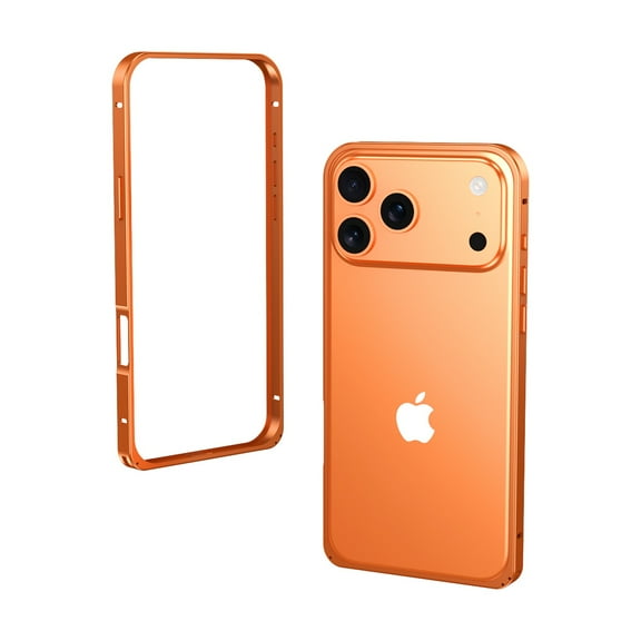 Allytechgroup Metal Frame Cover for Apple iPhone 17 Pro Max, Aluminum Frame Case Corner Protective Lightweight Frame Cover for Women Men, Orange