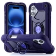 thumbnail image 1 of Allytechgroup Military-Grade Phone Case for Apple iPhone 16, Heavy Duty iPhone 16 Cover with 360° Ring Kickstand, Shockproof TPU+PC Bumper, Raised Edges, Drop Protection, Purple, 1 of 6