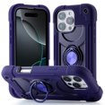 thumbnail image 1 of Allytechgroup Military-Grade Phone Case for Apple iPhone 16 Pro, Heavy Duty iPhone 16 Pro Cover with 360° Ring Kickstand, Shockproof TPU+PC Bumper, Raised Edges, Drop Protection, Purple, 1 of 6