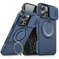 thumbnail image 1 of Allytechgroup Military Grade Shockproof Case for Apple iPhone 15 Pro Max, Rotating Kickstand Ring Holder Magnetic Back Cover Compatible with Car Mount with Siliding Camera Lens Protector, Blue, 1 of 10