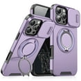 thumbnail image 1 of Allytechgroup Military Grade Shockproof Case for Apple iPhone 16 Pro, Rotating Kickstand Ring Holder Magnetic Back Cover Compatible with Car Mount with Siliding Camera Lens Protector, Purple, 1 of 10