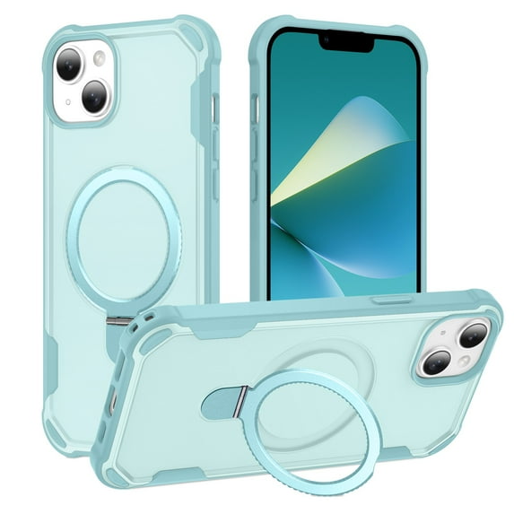 Allytechgroup Military-Grade Shockproof iPhone 14 Plus Case, MagSafe-Compatible Apple iPhone 14 Plus Cover with Magnetic Back Cover & Built-in Ring Holder Kickstand for Car Mount Phone Case,Blue