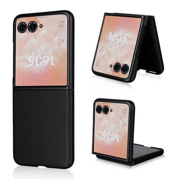 Allytechgroup Minimalist Back Cover Phone Case for Motorola Moto Razr+ Plus 2024 6.9", Ultra Slim Fit Lightweight Shockproof Anti-Scratch PU Leather PC Back Shell for Women Men, Black