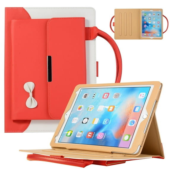 Allytechgroup Modern Tablet Case for Apple iPad Air 11 inch M3 M2 2025 2024, Stylish Hand Bag Design with Auto Sleep/Wake Function, Multi Angle Viewing Kickstand Shockproof Protective, Red
