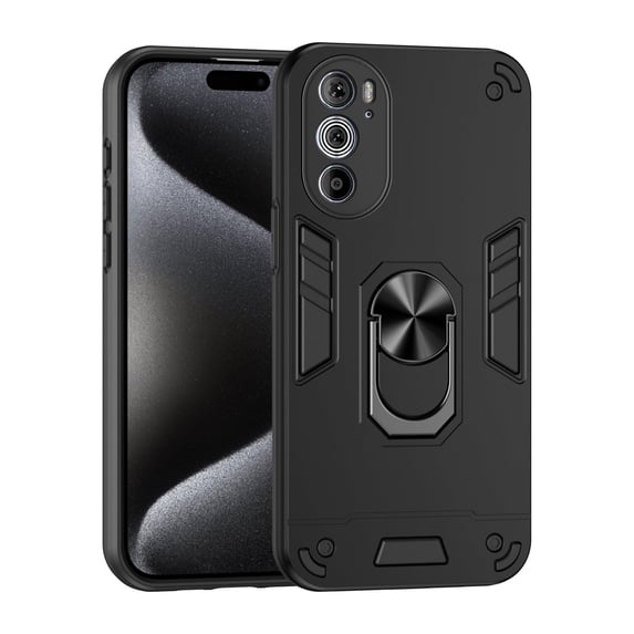 Allytechgroup Moto Edge 30 Pro Case, Rugged Hybrid Bumper Ring Holder Shockproof Compatible with Car Mount Anti-Scratch Phone Case for Motorola Moto Edge 30 Pro, Black