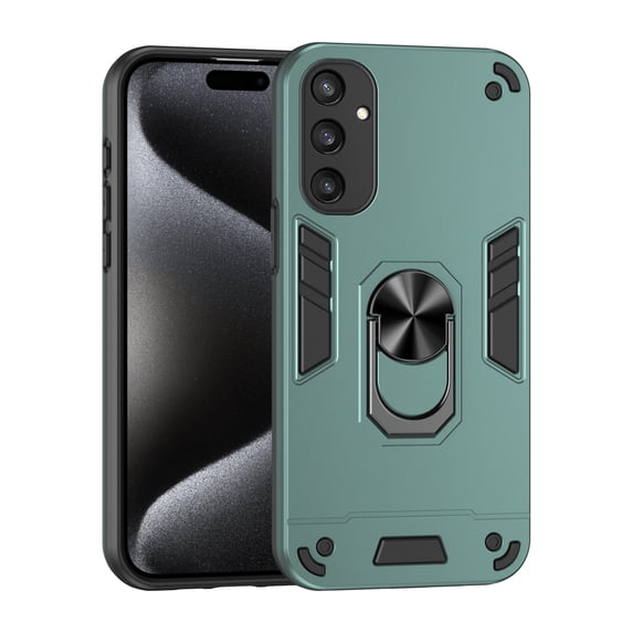 Allytechgroup Slim Fit Samsung Galaxy S24 Plus Case Cover, Shockproof Bumper with Ring Holder Stand, Compatible with Car Mount, Darkgreen