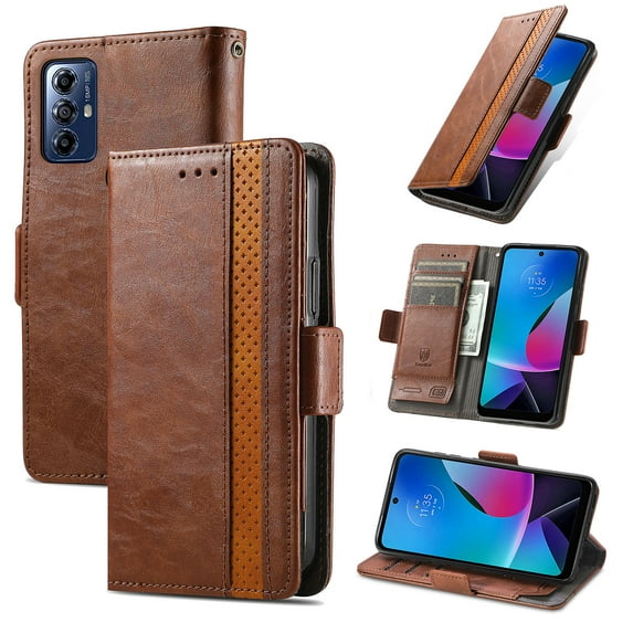 Allytechgroup Moto G 5G 2023 Wallet Case, RFID Blocking Cards Holder Vintage PU Leather Folio Flip Stand Shockproof Magnetic Closure Wallet Case for Motorola Moto G 5G 2023, Darkbrown