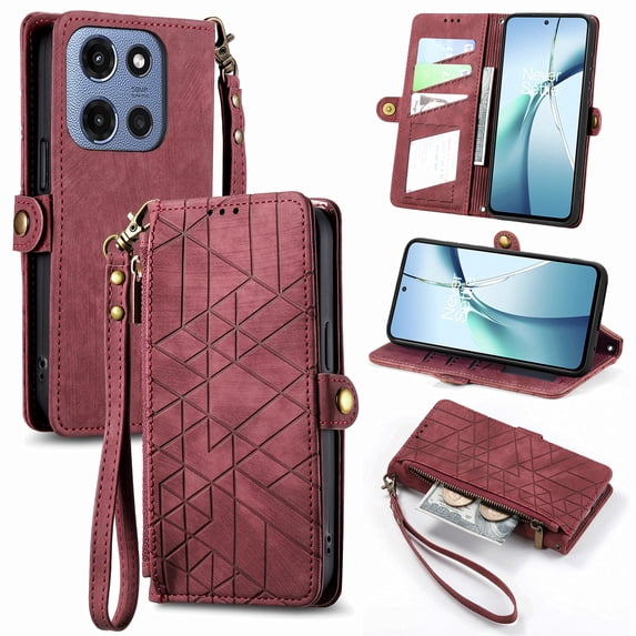 Allytechgroup for Moto G 5G(2025) Case with Cards Holder, RFID Blocking PU Leather Wallet Case Support Wireless Charging Shockproof Full Body Protective for Moto G 5G(2025), Red