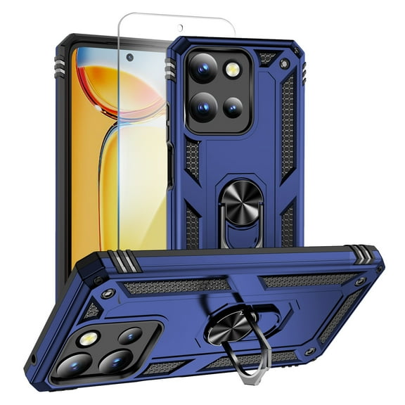 Allytechgroup Moto G 5G 2025 Case with Screen Protector, Rugged Hybrid TPU PC Back Cover Kickstand Compatible with Car Mount Shockproof Phone Case for Motorola Moto G 5G 2025, Blue