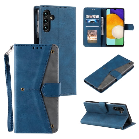 Allytechgroup Moto G Play 2024 Wallet Case Cover with Hand Wrist, Premium PU Leather TPU Cards Slots Cash Pocket Magnetic Closure Flip Cover for Motorola Moto G Play 2024, Blue