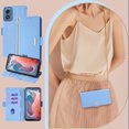 thumbnail image 1 of Allytechgroup Moto G Play 4G 2024 Case Wallet, PU Leather Cards Slots RFID Blocking Flip Cover Metal Strap Hand Wrist Shockproof Stylish Women Phone Case for Moto G Play 4G 2024, Blue, 1 of 8