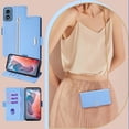 thumbnail image 1 of Allytechgroup Moto G Play 4G 2024 Case Wallet, PU Leather Cards Slots RFID Blocking Flip Cover Metal Strap Hand Wrist Shockproof Stylish Women Phone Case for Moto G Play 4G 2024, Blue, 1 of 8