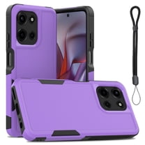 Allytechgroup for Moto G Power 2025 Case with Hand Wrist, Rugged Heavy Duty Shockproof Hybrid TPU PC Bumper Protective Case Cover for Motorola Moto G Power 2025, Purple