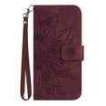 thumbnail image 1 of Allytechgroup for Moto G Power 5G 2024 Case with Hand Strap, RFID Blocking Embossed Sunflower PU Leather Wallet Case with Credit Card Slot Shockproof Magnetic Snap Protective Case, Winered, 1 of 8