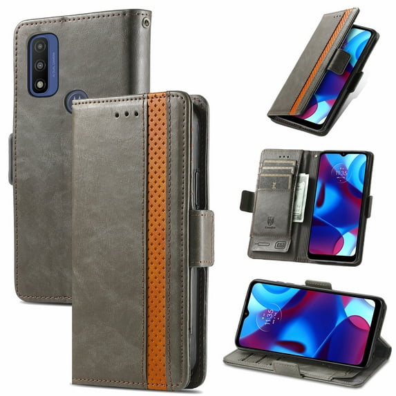 Allytechgroup Moto G Pure Wallet Case, RFID Blocking Cards Holder Vintage PU Leather Folio Flip Stand Shockproof Magnetic Closure Wallet Case for Motorola Moto G Pure, Gray