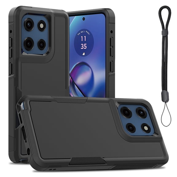 Allytechgroup for Moto G Stylus 5G 2025 Case with Hand Wrist, Rugged Heavy Duty Shockproof Hybrid TPU PC Bumper Protective Case Cover for Motorola Moto G Stylus 5G 2025,Black