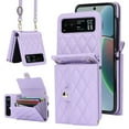 thumbnail image 1 of Allytechgroup Moto Razr+ 2024 Wallet Case with Shoulder Strap, Premium PU Leather Multiple Cards Slots Protective Shockproof Portable Phone Case Cover for Motorola Moto Razr+ 2024, Purple, 1 of 7