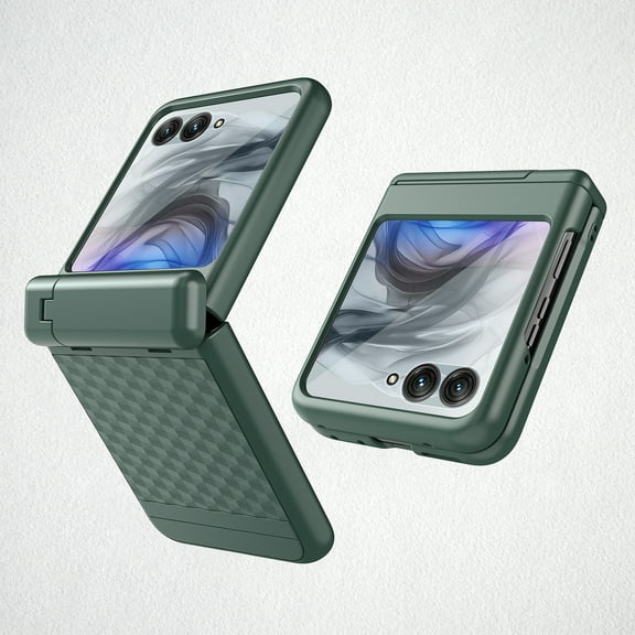 Allytechgroup Moto Razr 2025 Case with Screen Protector, Invisible Kickstand Full Body Shockproof Rugged Bumper Hinge Protection Anti-Scratch Phone Case for Motorola Razr 2025, Green