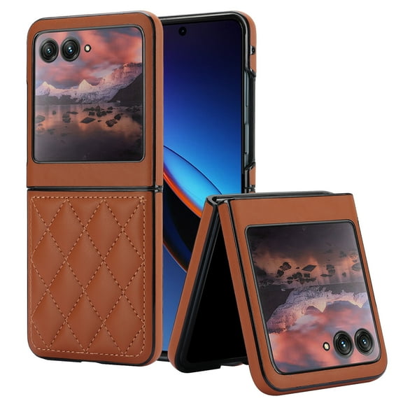 Allytechgroup Moto Razr 40 Ultra 2023 Case, Slim Fit Premium PU Leather Stylish Protective Shockproof Fashionable Phone Cases Cover for Motorola Moto Razr 40 Ultra,Brown