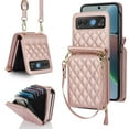 thumbnail image 1 of Allytechgroup Moto Razr 40 Wallet Case with Hand Wrist Shoulder Strap, Premium PU Leather Cards Slots Zipper Pocket Shockproof Protective Phone Case Cover for Motorola Moto Razr 40, Rosegold, 1 of 7
