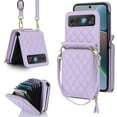 thumbnail image 1 of Allytechgroup Moto Razr 40 Wallet Case with Hand Wrist Shoulder Strap, Premium PU Leather Cards Slots Zipper Pocket Shockproof Protective Phone Case Cover for Motorola Moto Razr 40, Purple, 1 of 7