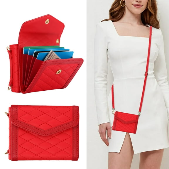 Allytechgroup Moto Razr 50/60 Wallet Case for Girls Women, PU Leather Crossbody Strap Cards Slots Shockproof Protective S Pen Holder Mini Carrying Bag Case for Motorola Razr 2025/2024, Red