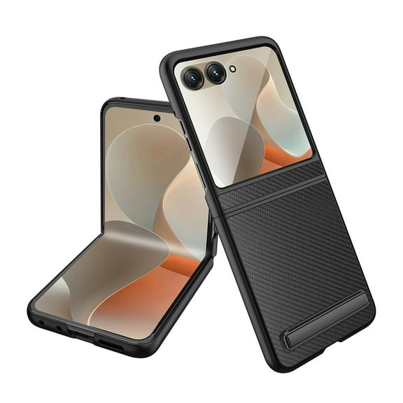 Allytechgroup for Moto Razr 60 Case Screen Protector, Invisible Stand Magnetic Back Cover Compatible with Mag-safe Shockproof Anti-Scratch Bumper Rugged Phone Case for Motorola Razr 2025, A